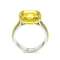 5.41 Ct. Yellow Sapphire and Yellow Natural Diamond Pave Ring, 18K White & Yellow Image