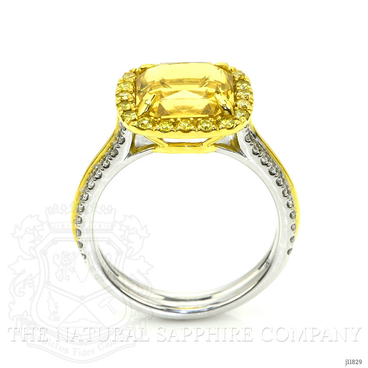 5.41 Ct. Yellow Sapphire and Yellow Natural Diamond Pave Ring, 18K White & Yellow