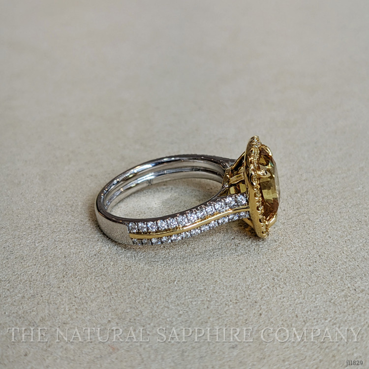 5.41 Ct. Yellow Sapphire and Yellow Natural Diamond Pave Ring, 18K White & Yellow