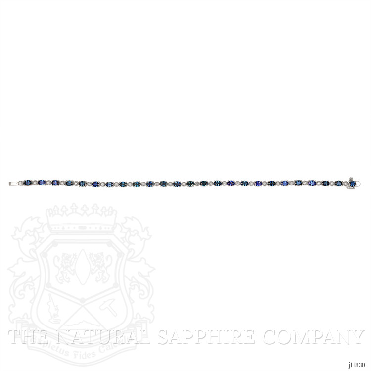 6.05 Ct.Tw. Blue Sapphire and Natural Diamond Pave Bracelet, 14K White Gold