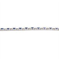 6.05&nbsp;Ct.Tw.Total Carat Weight Blue Sapphire and Natural Diamond Pave Bracelet, 14K White Gold Image