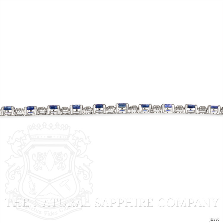 6.05 Ct.Tw. Blue Sapphire and Natural Diamond Pave Bracelet, 14K White Gold