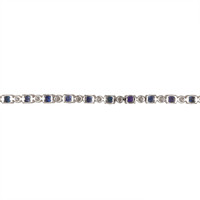 6.05&nbsp;Ct.Tw.Total Carat Weight Blue Sapphire and Natural Diamond Pave Bracelet, 14K White Gold Image