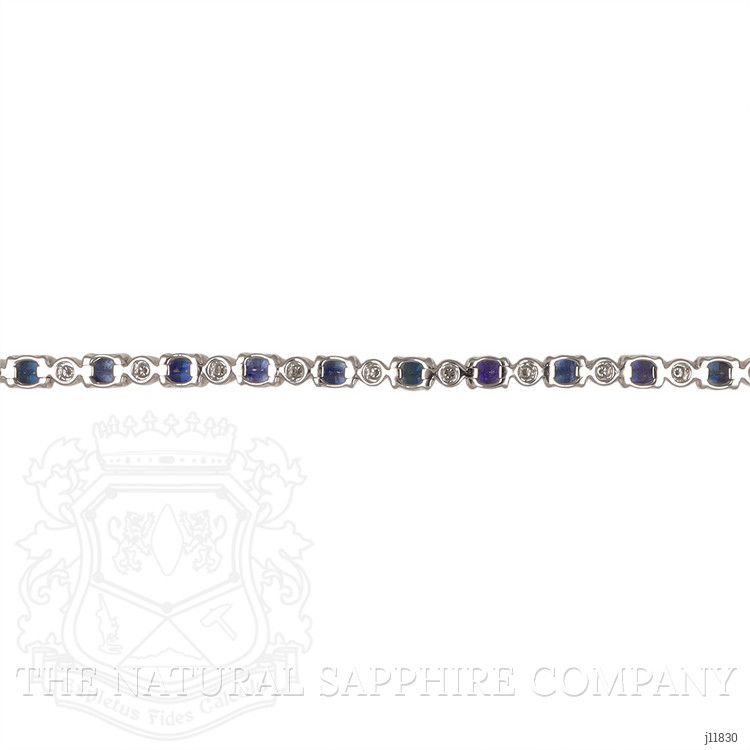 6.05 Ct.Tw. Blue Sapphire and Natural Diamond Pave Bracelet, 14K White Gold