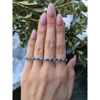 6.05&nbsp;Ct.Tw.Total Carat Weight Blue Sapphire and Natural Diamond Pave Bracelet, 14K White Gold Life Style