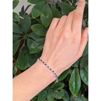6.05&nbsp;Ct.Tw.Total Carat Weight Blue Sapphire and Natural Diamond Pave Bracelet, 14K White Gold Life Style