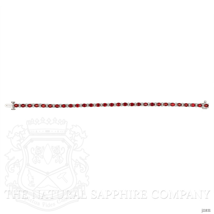 6.32 Ct.Tw. Ruby and Natural Diamond Pave Bracelet, 18K White Gold
