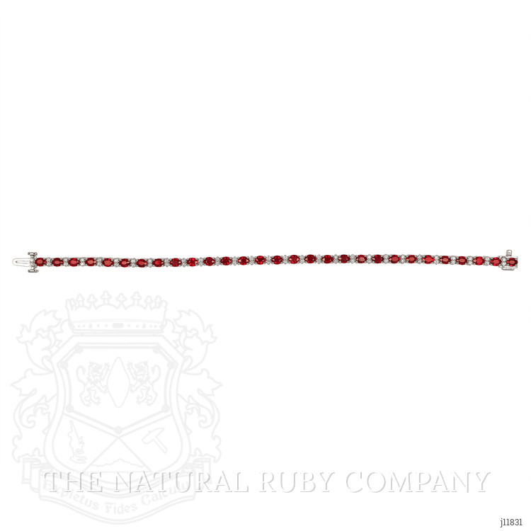 6.32 Ct.Tw. Ruby and Natural Diamond Pave Bracelet, 18K White Gold