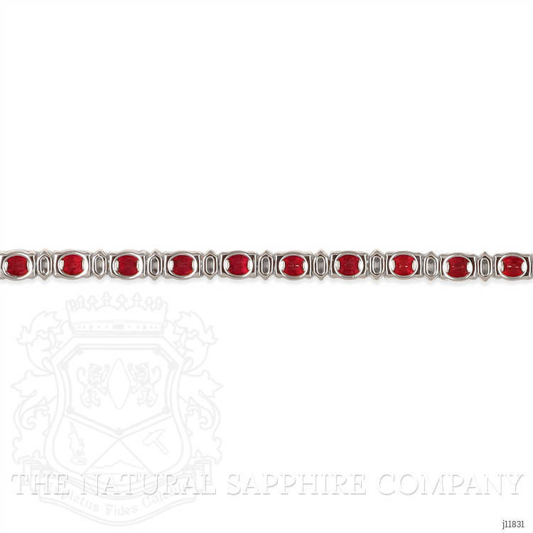 6.32 Ct.Tw. Ruby and Natural Diamond Pave Bracelet, 18K White Gold