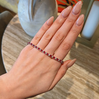 6.32 Ct.Tw.Total Carat Weight Ruby and Natural Diamond Pave Bracelet, 18K White Gold Life Style