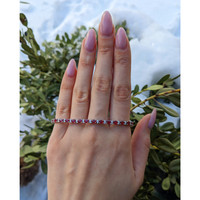 6.32&nbsp;Ct.Tw.Total Carat Weight Ruby and Natural Diamond Pave Bracelet, 18K White Gold Life Style