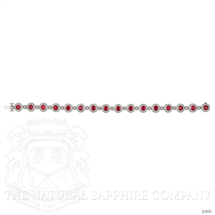 5.60 Ct.Tw. Ruby and Natural Diamond Pave Bracelet, 18K White Gold
