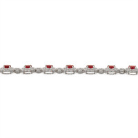 5.60&nbsp;Ct.Tw.Total Carat Weight Ruby and Natural Diamond Pave Bracelet, 18K White Gold Image