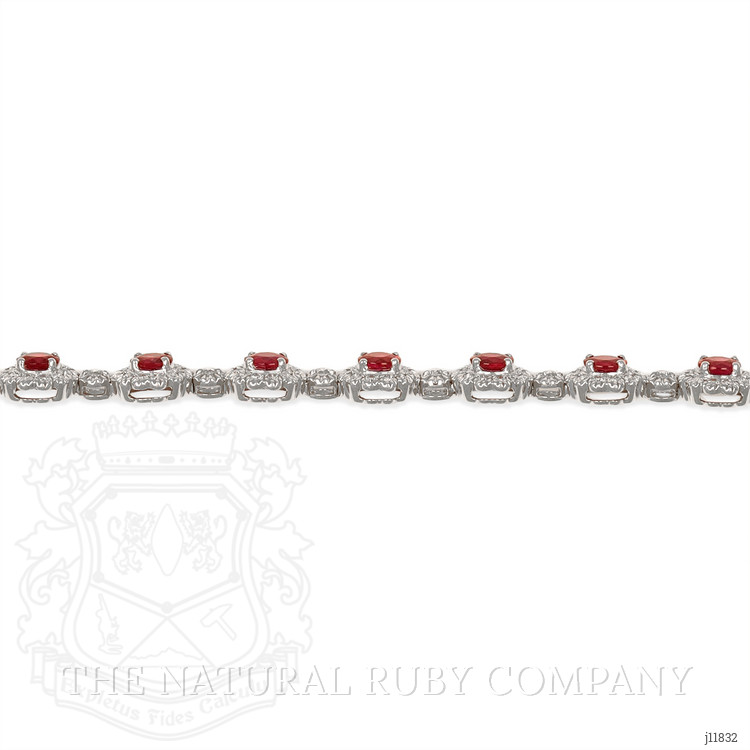 5.60 Ct.Tw. Ruby and Natural Diamond Pave Bracelet, 18K White Gold