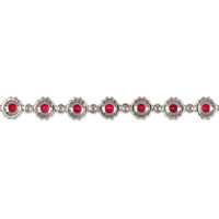 5.60 Ct.Tw.Total Carat Weight Ruby and Natural Diamond Pave Bracelet, 18K White Gold Image