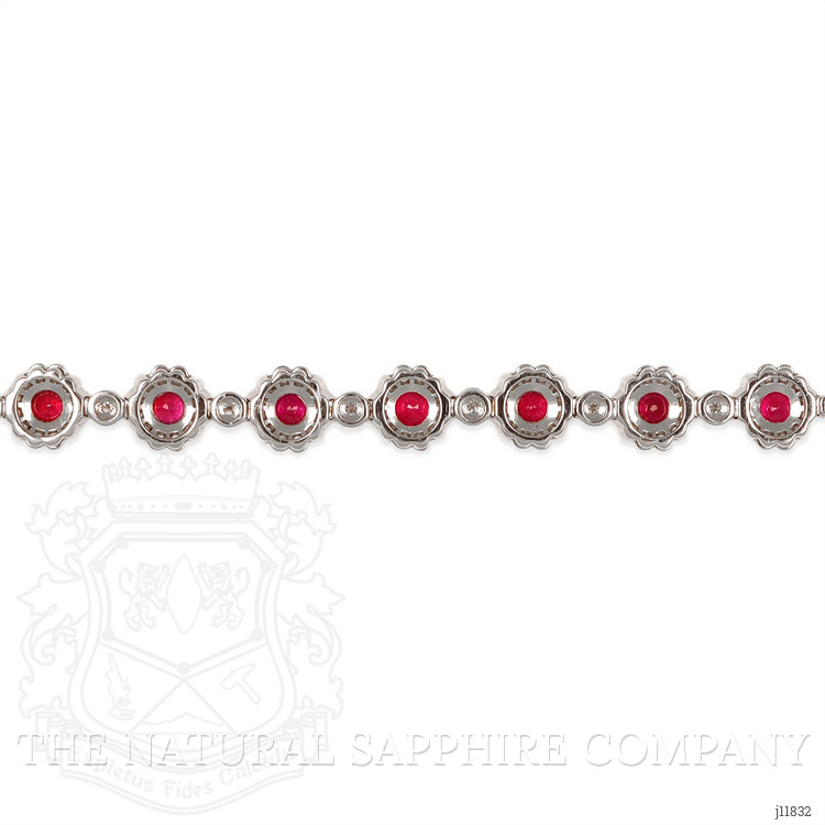 5.60 Ct.Tw. Ruby and Natural Diamond Pave Bracelet, 18K White Gold