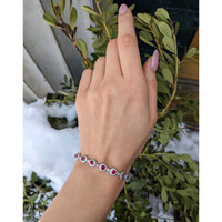 5.60 Ct.Tw.Total Carat Weight Ruby and Natural Diamond Pave Bracelet, 18K White Gold Life Style