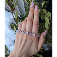 5.60&nbsp;Ct.Tw.Total Carat Weight Ruby and Natural Diamond Pave Bracelet, 18K White Gold Life Style