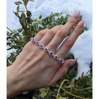 5.60&nbsp;Ct.Tw.Total Carat Weight Ruby and Natural Diamond Pave Bracelet, 18K White Gold Life Style