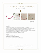 7.20 Ct. Pinkish Red Ruby and Natural Diamond Pave Necklace, 14K Yellow Gold Appraisal