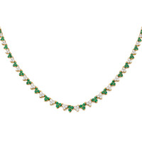 1.39 Ct. Emerald and Natural Diamond Pave Necklace, 14K Yellow Gold Image