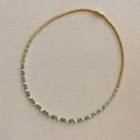 1.39 Ct. Emerald and Natural Diamond Pave Necklace, 14K Yellow Gold Image
