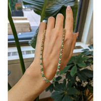 1.39 Ct. Emerald and Natural Diamond Pave Necklace, 14K Yellow Gold Life Style