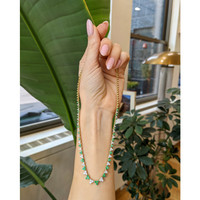 1.39 Ct. Emerald and Natural Diamond Pave Necklace, 14K Yellow Gold Life Style