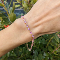 6.77&nbsp;Ct.Tw.Total Carat Weight Pink Sapphire and Natural Diamond Tennis/Line Bracelet, 14K Yellow Gold Life Style