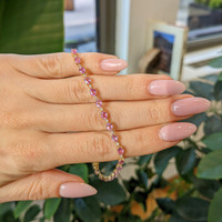 6.77 Ct.Tw.Total Carat Weight Pink Sapphire and Natural Diamond Tennis/Line Bracelet, 14K Yellow Gold Life Style