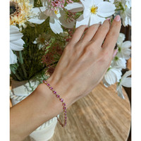 6.77&nbsp;Ct.Tw.Total Carat Weight Pink Sapphire and Natural Diamond Tennis/Line Bracelet, 14K Yellow Gold Life Style