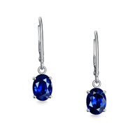 1.94&nbsp;Ct.Tw.Total Carat Weight Blue Sapphire Drops Earrings, 14K White Gold Image
