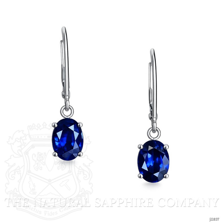 1.94 Ct.Tw. Blue Sapphire Drops Earrings, 14K White Gold