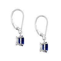 1.94&nbsp;Ct.Tw.Total Carat Weight Blue Sapphire Drops Earrings, 14K White Gold Image