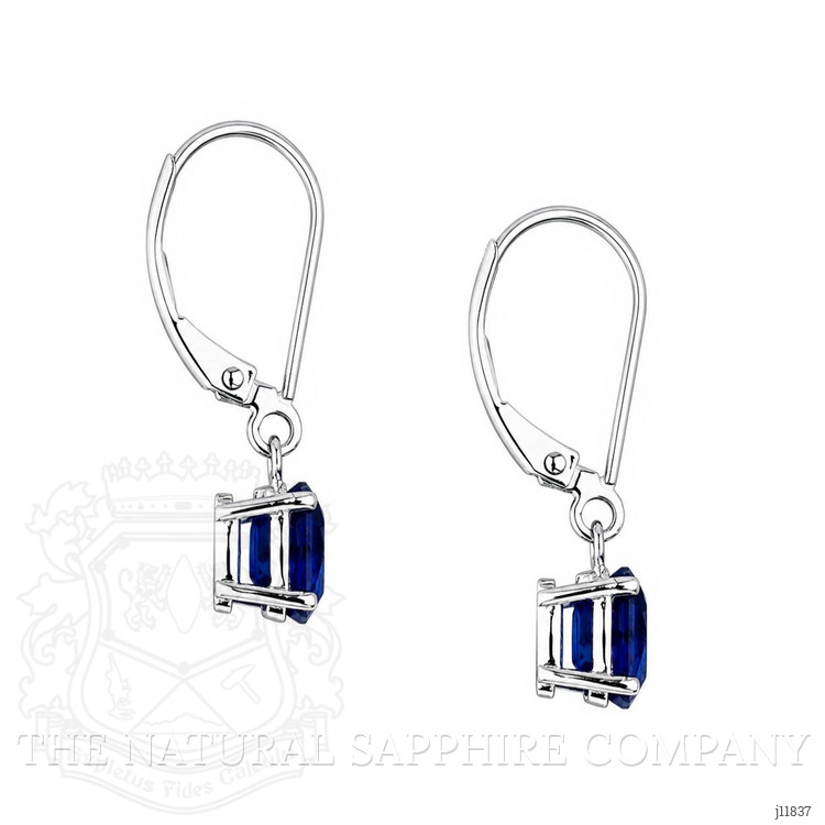 1.94 Ct.Tw. Blue Sapphire Drops Earrings, 14K White Gold