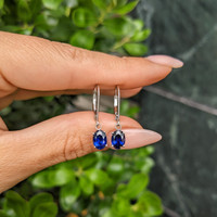 1.94&nbsp;Ct.Tw.Total Carat Weight Blue Sapphire Drops Earrings, 14K White Gold Life Style