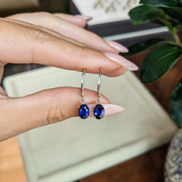 1.94&nbsp;Ct.Tw.Total Carat Weight Blue Sapphire Drops Earrings, 14K White Gold Life Style