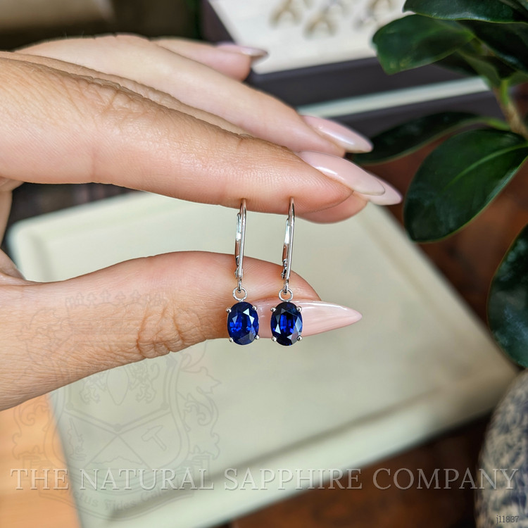 1.94 Ct.Tw. Blue Sapphire Drops Earrings, 14K White Gold