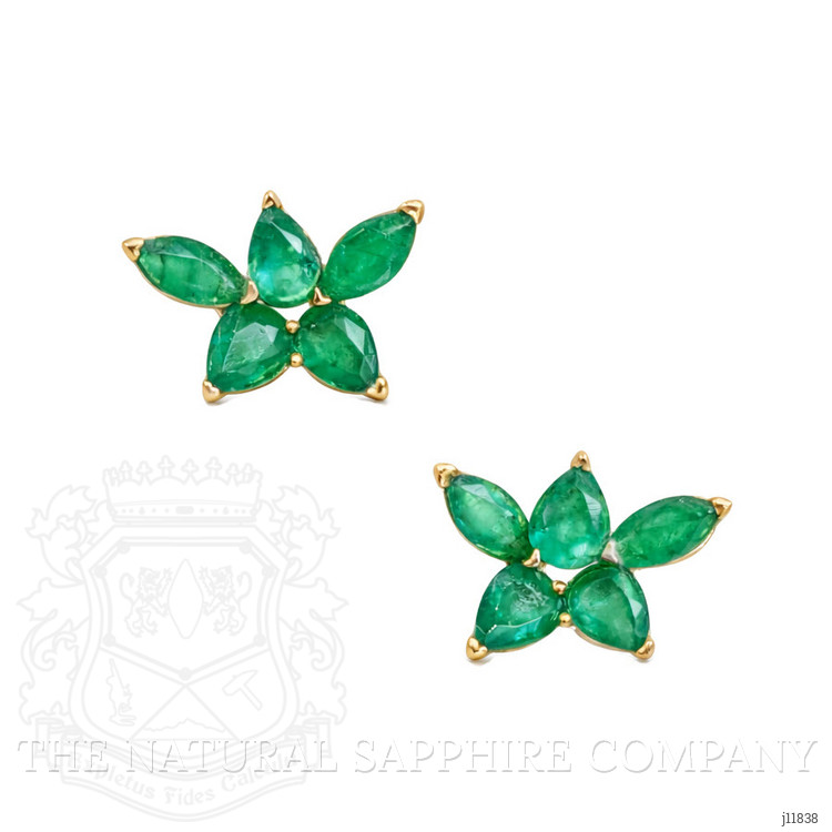 1.68 Ct.Tw. Emerald Studs Earrings, 14K Yellow Gold