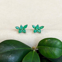 1.68 Ct.Tw.Total Carat Weight Emerald Studs Earrings, 14K Yellow Gold Life Style