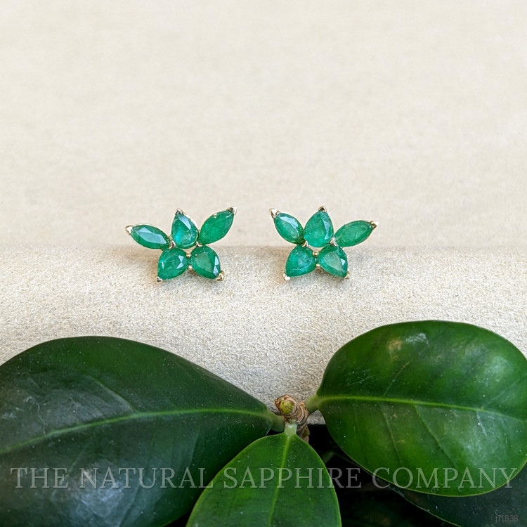 1.68 Ct.Tw. Emerald Studs Earrings, 14K Yellow Gold
