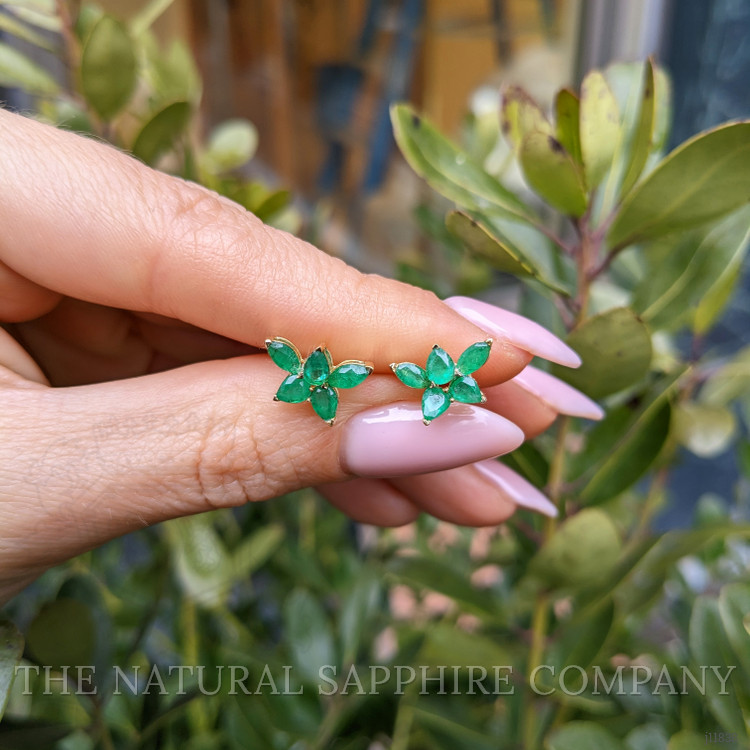 1.68 Ct.Tw. Emerald Studs Earrings, 14K Yellow Gold
