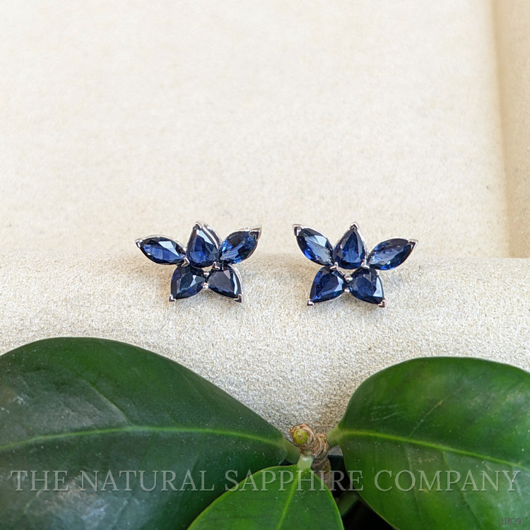 1.65 Ct.Tw. Blue Sapphire Studs Earrings, 14K White Gold