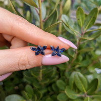 1.65&nbsp;Ct.Tw.Total Carat Weight Blue Sapphire Studs Earrings, 14K White Gold Life Style