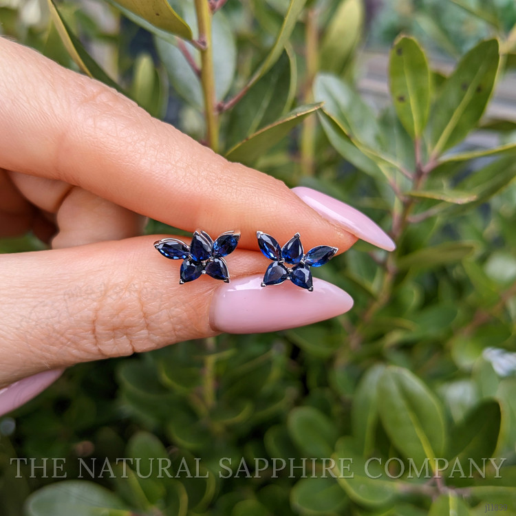 1.65 Ct.Tw. Blue Sapphire Studs Earrings, 14K White Gold
