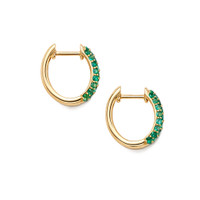 2.62 Ct.Tw.Total Carat Weight Emerald Pave Earrings, 14K Yellow Gold Image