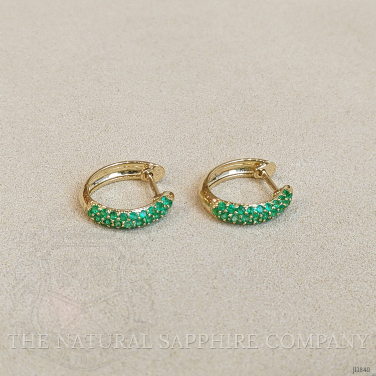2.62 Ct.Tw. Emerald Pave Earrings, 14K Yellow Gold