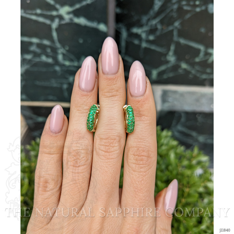 2.62 Ct.Tw. Emerald Pave Earrings, 14K Yellow Gold
