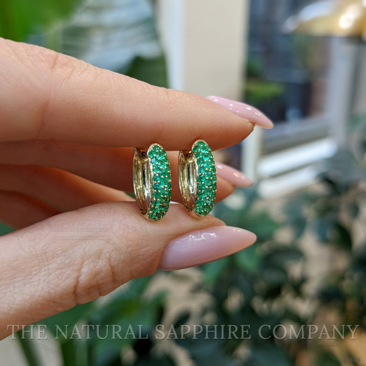 2.62 Ct.Tw. Emerald Pave Earrings, 14K Yellow Gold