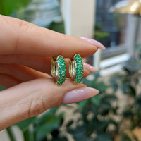 2.62&nbsp;Ct.Tw.Total Carat Weight Emerald Pave Earrings, 14K Yellow Gold Life Style